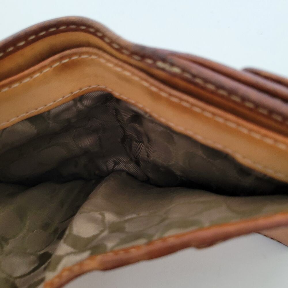 Coach Wallet Leather Bifold 5x4 Small White Brown Buckle Retro Vintage Two Tone - Picture 4 of 12